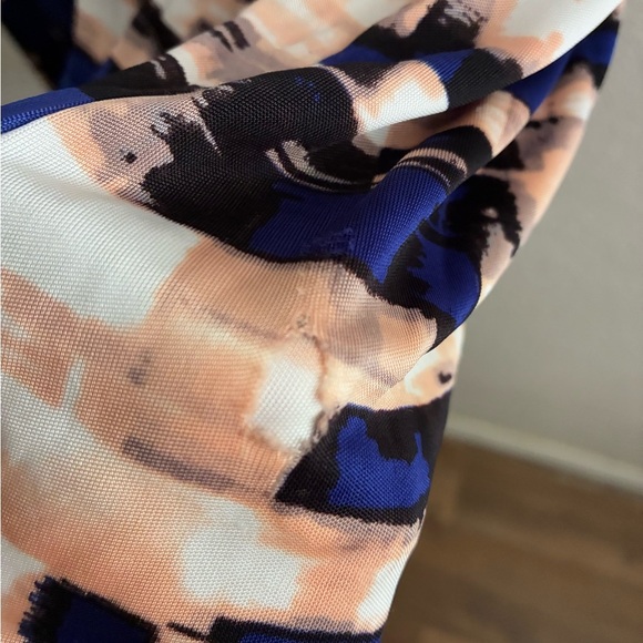 Parker Blouson Catalina Dress Stretch Drape Faux Wrap Watercolor Dolman Sleeve S - Picture 13 of 16